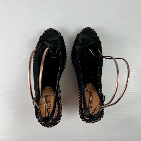 Seychelles SINGAPORE Sandals Womens 8 Cork Wedge Heel Slingback Peep Toe Black - Picture 6 of 10